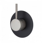 Kaya Up Wall Mixer, Brushed Nickel, Large Round Matte Black Plate Kaya Up Wall Mixer, Brushed Nickel, Large Round Matte Black Plate